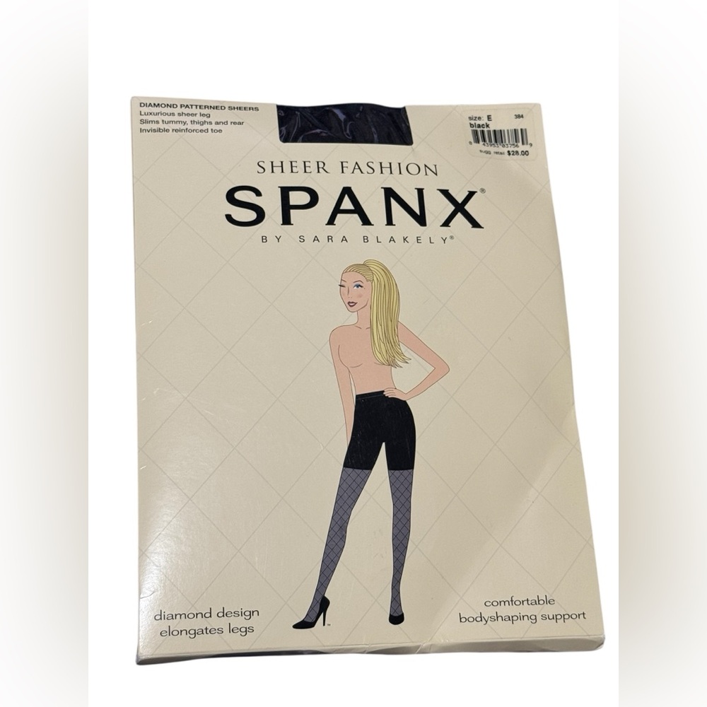 SPANX By Sarah Blakely Diamond Patterned Sheers Shaping NEW Black XXL